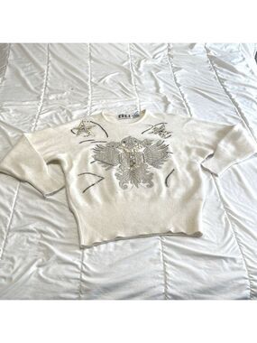 Erez Vintage Angora Lambswool Jeweled Dolman Sleeve Sweater Medium